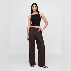 NEW! GAP Brown Linen-Blend Easy Wide-Hem Pants - Multiple Sizes 🩷